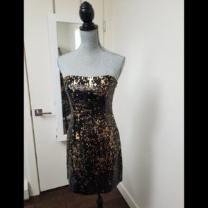 Black and Gold sequin strapless